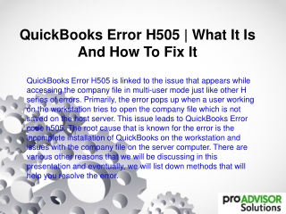 QuickBooks Error H505 | What It Is And How To Fix It?