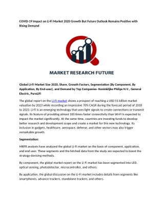 COVID-19 Impact on Li-Fi Market 2020 Growth But Future Outlook Remains Positive with Rising Demand