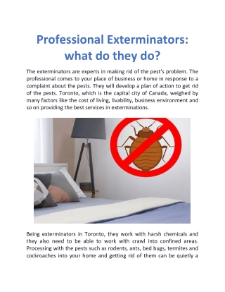 Professional Exterminators: what do they do?