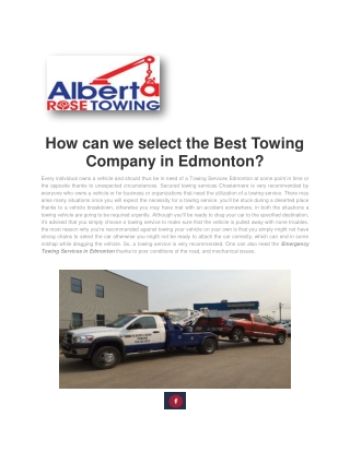 Cheap Tow Truck Service In Edmonton | Albertarosetowing.ca