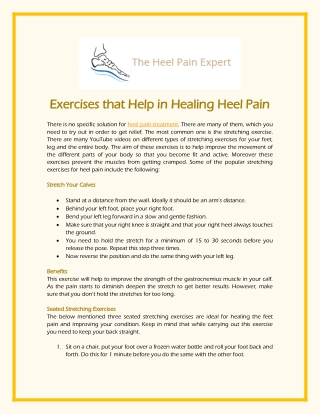 Exercises that Help in Healing Heel Pain