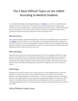 The 5 Most Difficult Topics on the USMLE According to Medical Students