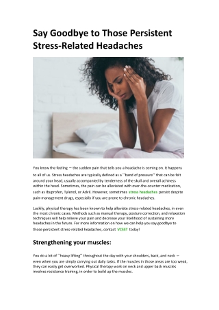 Say Goodbye to Those Persistent Stress-Related Headaches