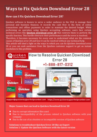 How can I Fix Quicken Download Error 28?