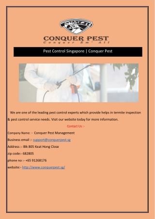 Pest Control Singapore | Conquer Pest