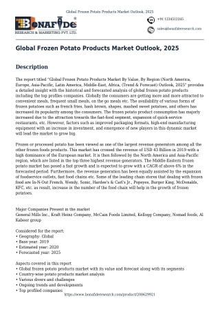 Global Frozen Potato Products Market Outlook, 2025