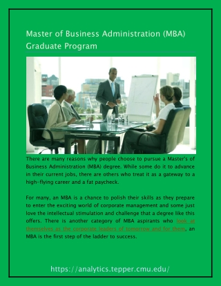 Master of Business Administration (MBA) Graduate Program