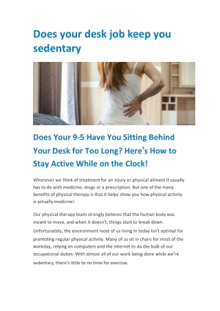 Does your desk job keep you sedentary