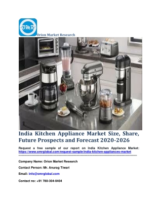 India Kitchen Appliance Market Size, Share, Future Prospects and Forecast 2020-2026
