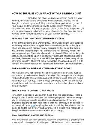 HOW TO SURPRISE YOUR FIANCÉ WITH A BIRTHDAY GIFT?