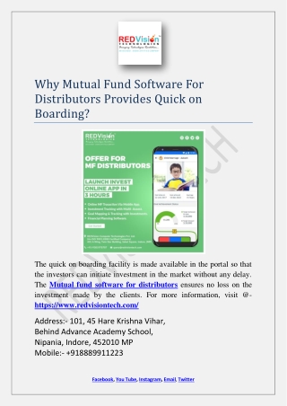 Why Mutual Fund Software For Distributors Provides Quick on Boarding?