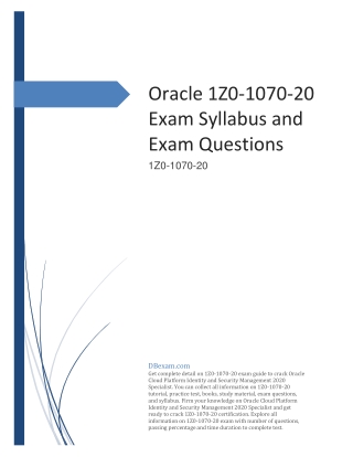 [LATEST] Oracle 1Z0-1070-20 Exam Syllabus and Exam Questions