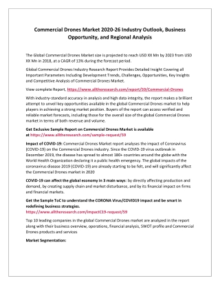 Commercial Drones Market 2020-26 Industry Outlook, Business Opportunity, and Regional Analysis