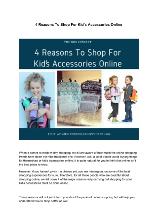 4 Reasons To Shop For Kid’s Accessories Online