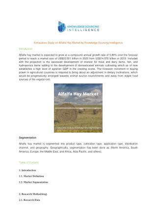 Exhaustive Study on Alfalfa Hay Market