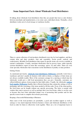 Some Important Facts About Wholesale Food Distributors