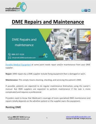 DME Repairs and Maintenance