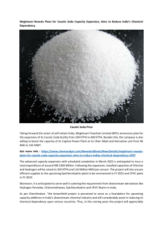 Meghmani Reveals Plans for Caustic Soda Capacity Expansion, Aims to Reduce India’s Chemical Dependency