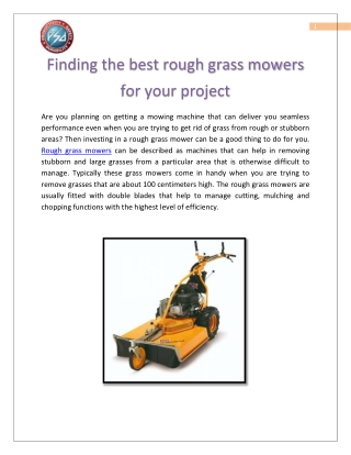 Finding the best rough grass mowers for your project
