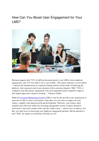 How Can You Boost User Engagement for Your LMS?