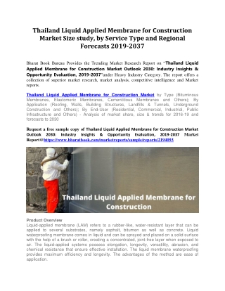 Thailand Liquid Applied Membrane for Construction Market Research Report Forecast to 2037