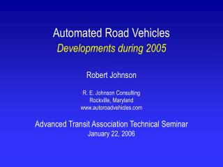 Automated Road Vehicles