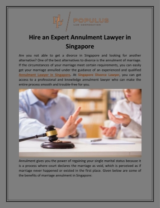 Annulment Lawyer in Singapore