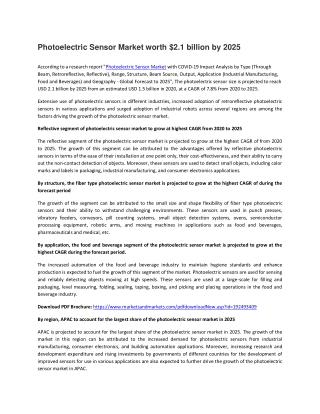 Photoelectric Sensor Market by Type, Range, Structure, Beam Source, Output, Application  | COVID-19 Impact Analysis | Ma