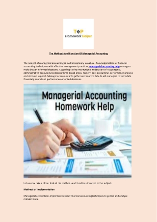 The methods and function of managerial accounting