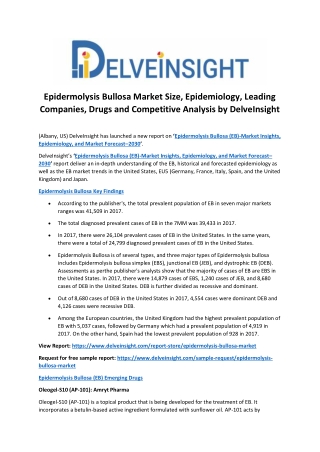 Epidermolysis Bullosa Market Size, Epidemiology, Leading Companies, Drugs and Competitive Analysis by DelveInsight