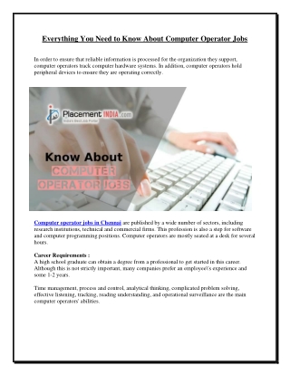 Everything You Need to Know About Computer Operator Jobs