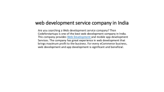 web development service company in India