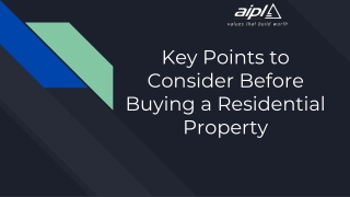 Key Points to Consider Before Buying a Residential Property