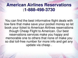 American Airlines Reservations