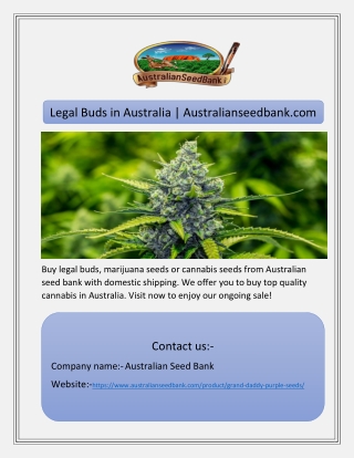 Legal Buds in Australia | Australianseedbank.com