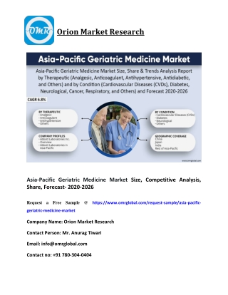 Asia-Pacific Geriatric Medicine Market Size, Competitive Analysis, Share, Forecast- 2020-2026
