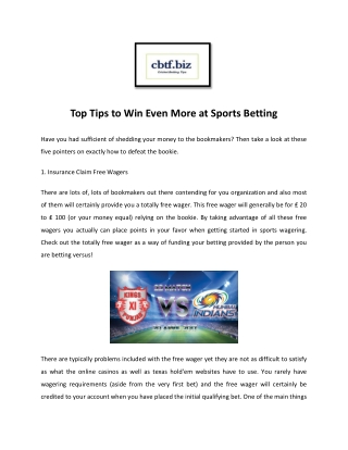 Free Cricket Betting Tips & Match Prediction - IPL Betting Tip - CBTF