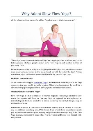 Why Adopt Slow Flow Yoga?