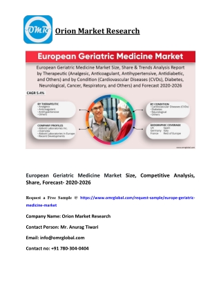 European Geriatric Medicine Market Size, Competitive Analysis, Share, Forecast- 2020-2026