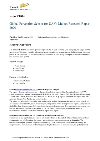 Perception Sensor for UAVs Market Research Report 2020