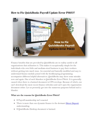 How to Fix QuickBooks Payroll Update Error PS033?