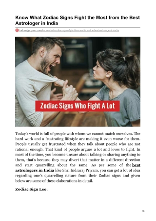 Know What Zodiac Signs Fight the Most from the Best Astrologer in India
