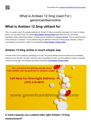What is Ambien 12.5mg Used For | genericambienonline