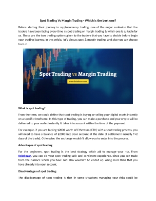 Spot Trading vs Margin Trading - Which is the best one?