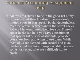 Variance Accounting Assignment help