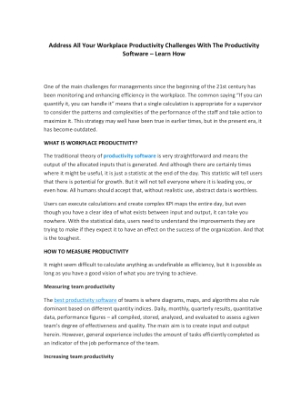 Address All Your Workplace Productivity Challenges with The Productivity Software – Learn How