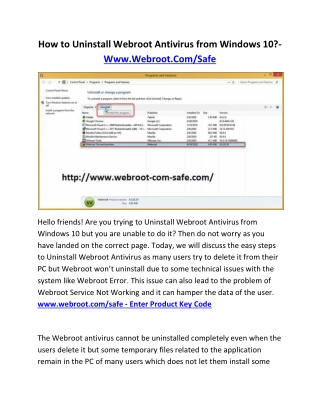 How to Uninstall Webroot Antivirus from Windows 10?- Www.Webroot.Com/Safe