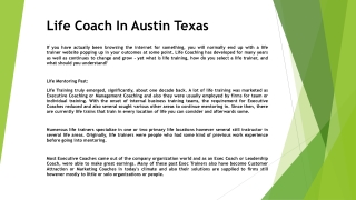 Life Coach In Austin Texas