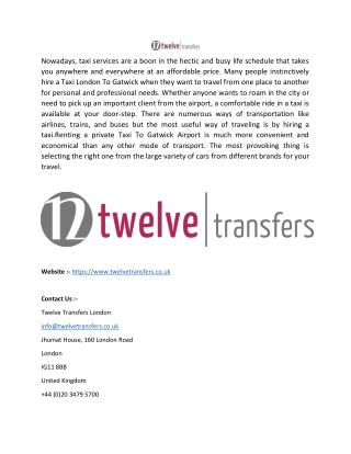 Taxi London To Heathrow  Twelvetransfers.co.uk