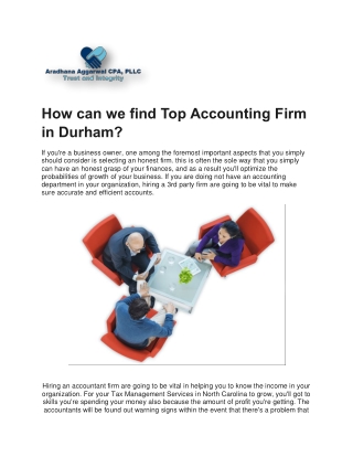 Top Accounting Firm In Durham | Aradhanaaggarwalcpa.com